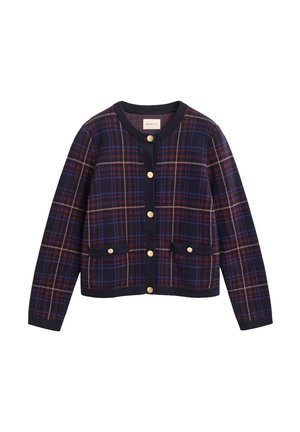 GANT, CHECK KNIT C-NECK CARDIGAN - Жилетка - evening blue