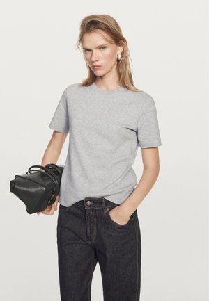 Massimo Dutti INTERLOCK CREW NECK WITH SHORT SLEEVE - T-shirt basic - grey