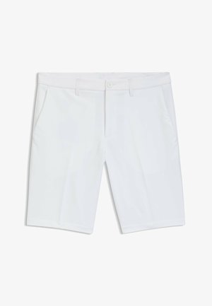 Valkoiset shortsit, jotka on valmistettu sileästä ja kevyestä kankaasta. Ominaisuuksiin kuuluu napilla suljettava vyötärö, kaksi sivutaskua ja suora lahjepituus.