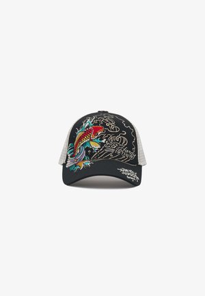 Ed Hardy, UNISEX EMBROIDERED 1971 KOI FISH 5 PANEL - Cap - black