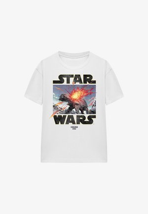 Star Wars, MANDALORIAN GROGU AT AT ATTACK - Print T-shirt - white