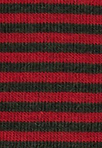 Tessuto a strisce con linee orizzontali alternate rosse e nere. La superficie appare liscia con una leggerissima lucentezza.