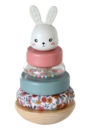 Vertbaudet VERTBAUDET BABY STAPELTURM HASE RETRO FLOWER MIT HOLZ FSC® - Baby-Spielzeug - weiß