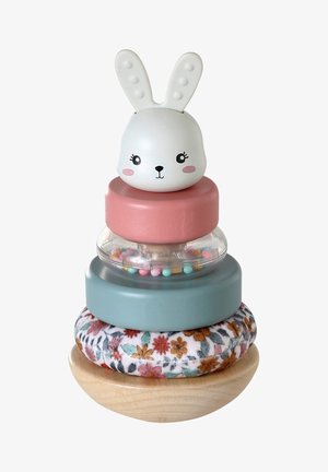 Vertbaudet VERTBAUDET BABY STAPELTURM HASE RETRO FLOWER MIT HOLZ FSC® - Baby-Spielzeug - weiß