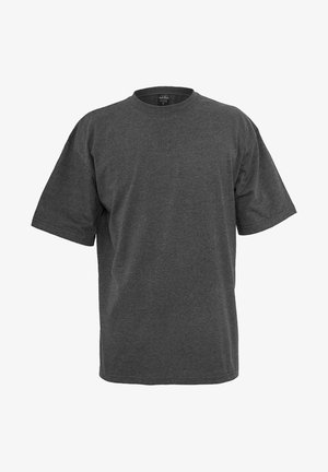 Šedé tričko s krátkým rukávem vyrobené z bavlny. Má kulatý výstřih, volný střih a jednoduchý design bez vzorů nebo akcentů.