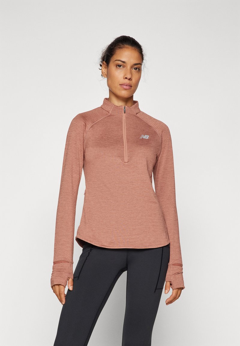 New Balance ATHLETICS GRID 1/2 ZIP - Hosszú ujjú felső - sparrow heather