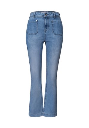 Street One, HIGH WAIST BOOTCUT JEANS IM SLIM FIT - Jean bootcut - light blue random washed