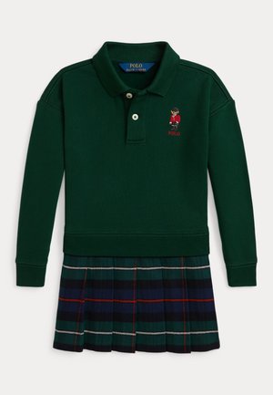 Polo Ralph Lauren, POLO BEAR PLEATED-SKIRT FLEECE DRESS 2-6Y - Рокля тип пуловер - moss agate