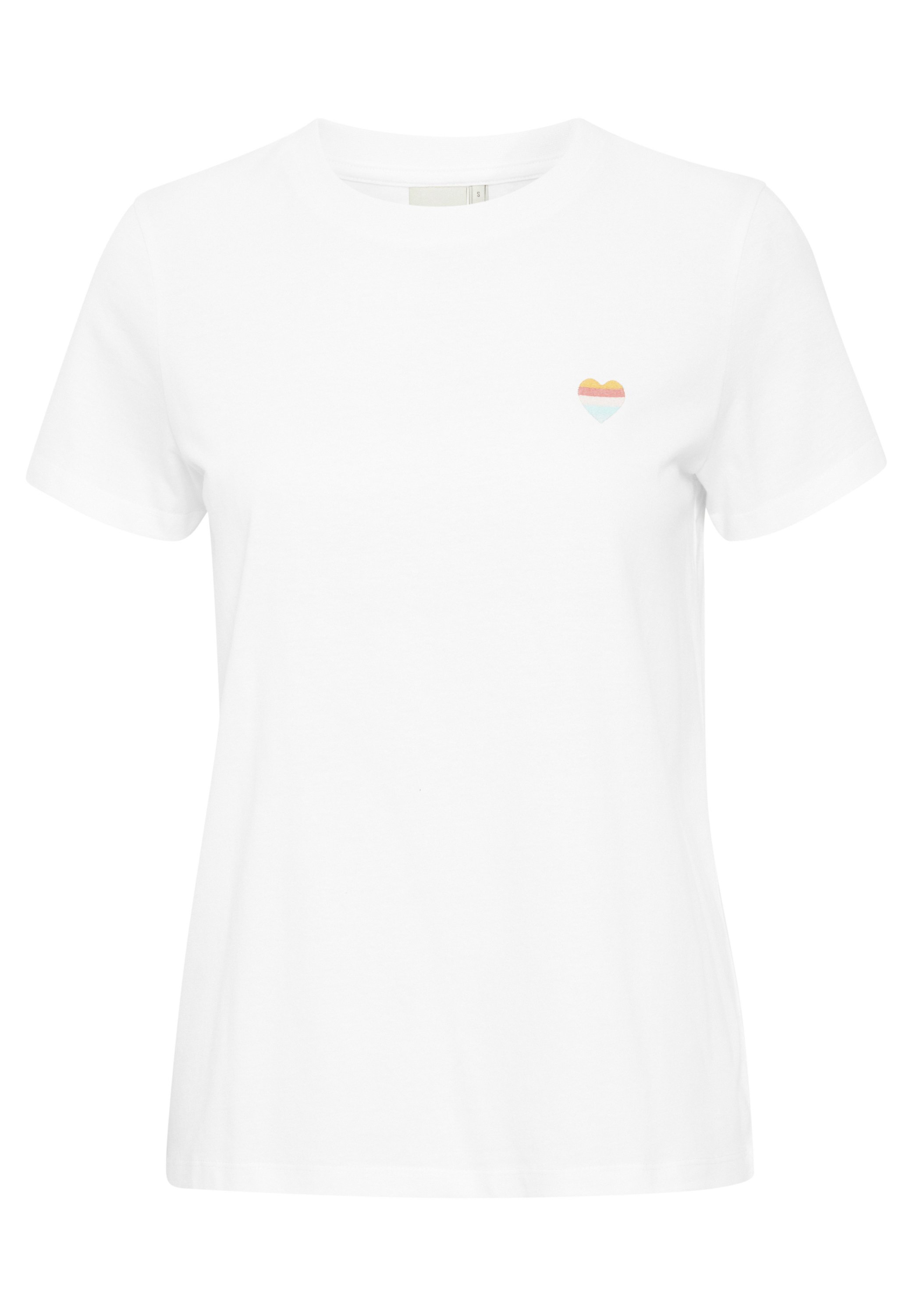 売れ筋商品|||イチ Tシャツ レディース トップス IHCAMINO - Basic T-shirt - cloud dancer w black IHCAMINO T-shirt in cloud dancer w. pine green cotton | ICHI