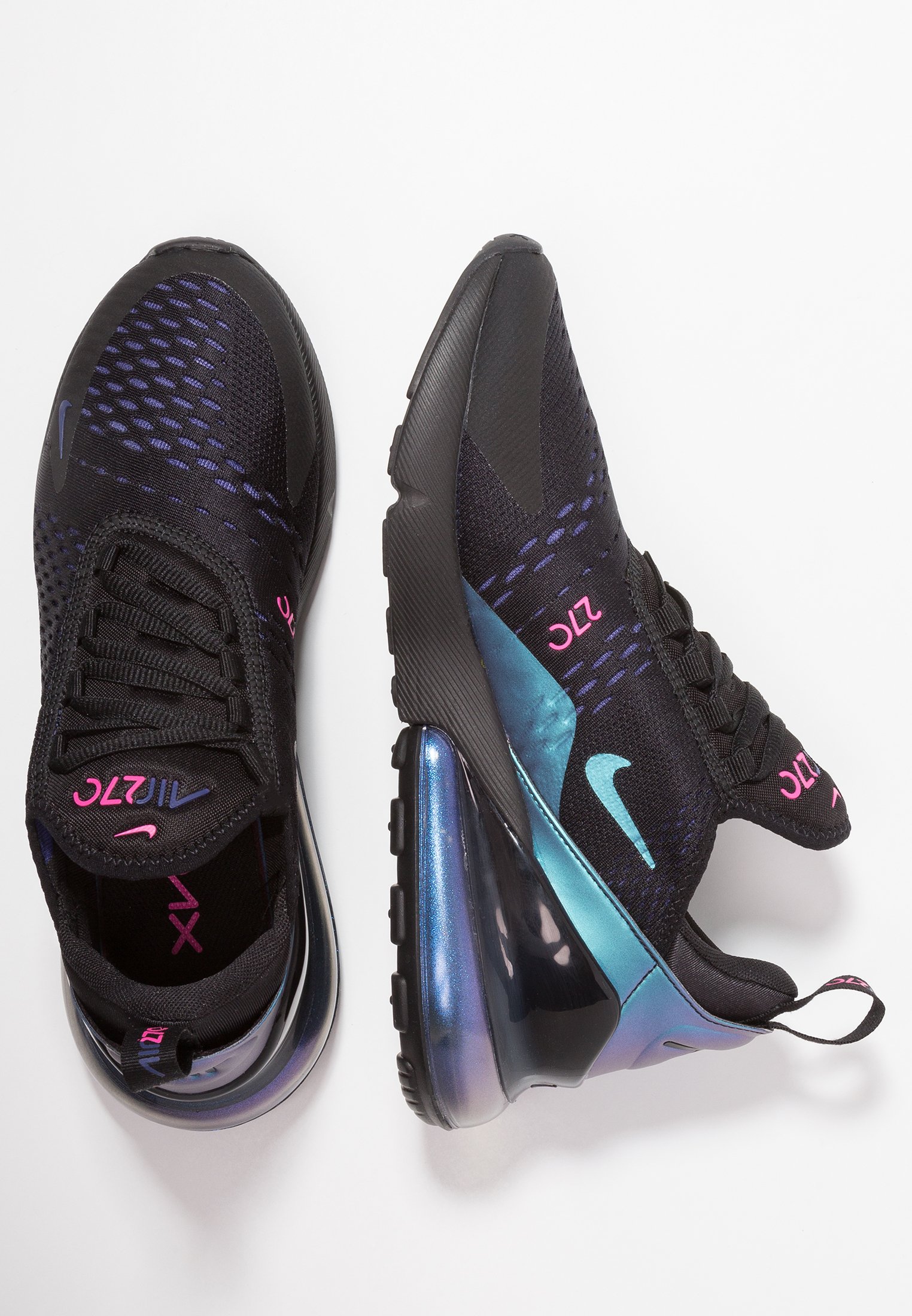 nike air max 270 trainers black laser fuchsia regency purple anthracite