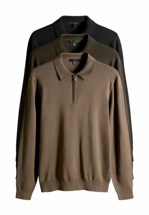 REGULAR FIT - 3 PACK - Stickad tröja - black brown