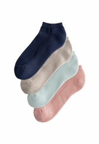 Sæt af fire ankelsokker i marineblå, beige, mintgrøn og lyserød. Fremstillet af blødt stof med en glat tekstur og ribbede manchetter.
