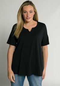Ulla Popken A-LINIE HALBARM - Triko s potiskem - black