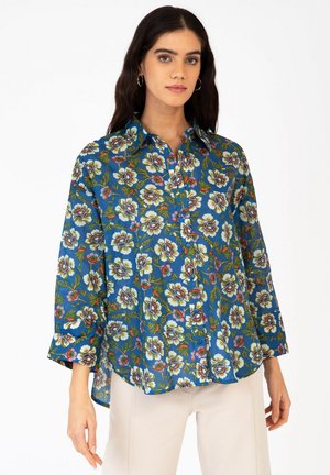 AN'GE FLORAL PRINT SLIMANE - Chemisier - elia bleu