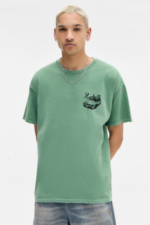 BDG Urban Outfitters JAPANESE CAR MOTIF TEE - Potiskana majica - green