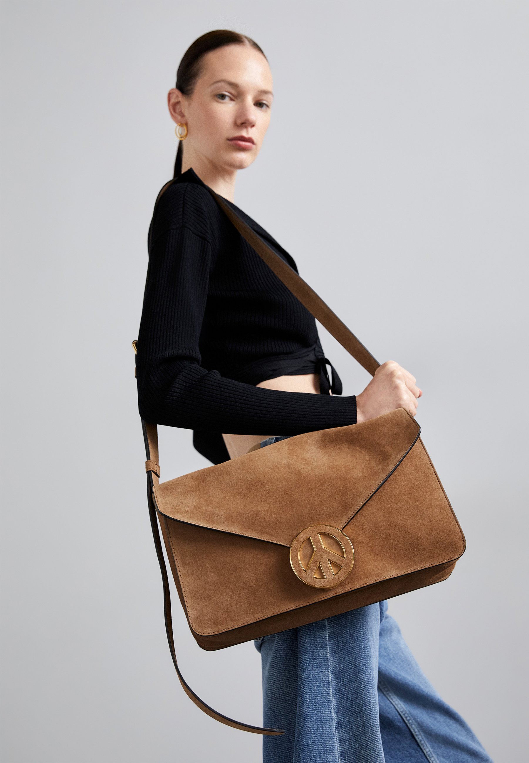 MOSCHINO BORSA TRACOLLA Umhängetasche marrone/beige