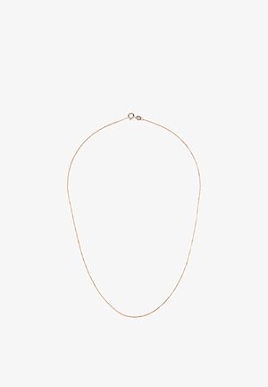 Plonas rožinio aukso grandinėlės vėrinys su paprastu dizainu ir lenkų užsegimu. Grandinėlė turi subtilią, glotnią tekstūrą.