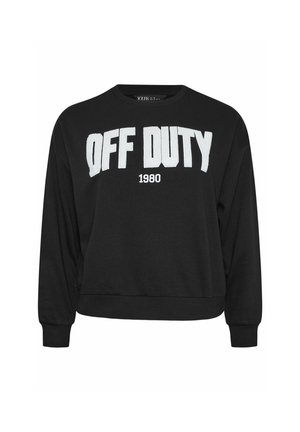 Mustat puuvillaneuleet, joissa on lyhennetty muotoilu, ja jotka esittävät valkoista brodeerattua tekstiä "OFF DUTY" ja vuoden "1980".