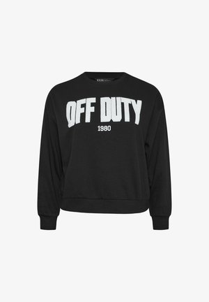 Sudadera de algodón negra con un diseño recortado, que presenta texto bordado en blanco que dice "OFICIALMENTE FUERA" y el año "1980."