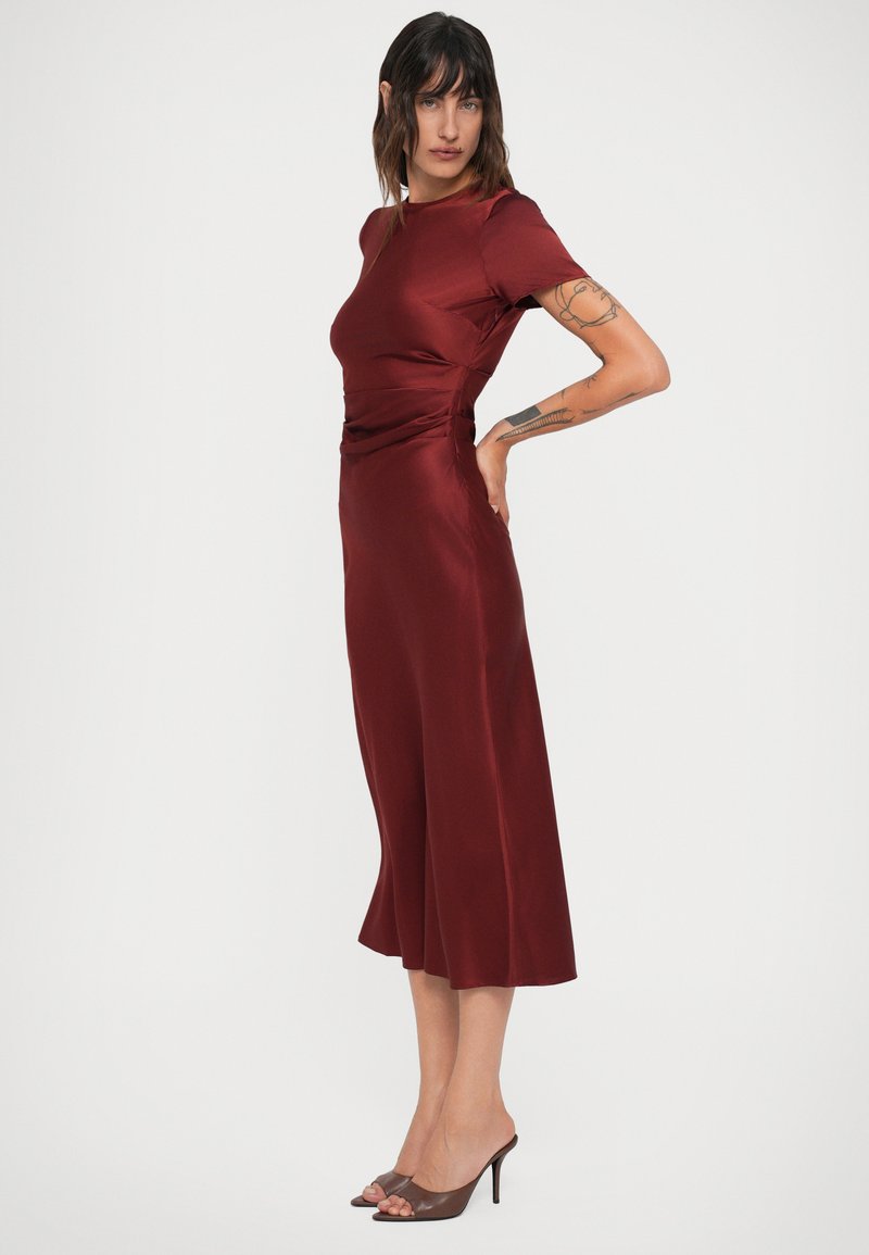staud burgundy dress Long Sleeve Soft Silky Jersey Maxi Dress, Burgundy – Jolie Moi Retail