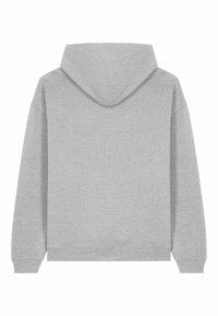 Felpa grigia realizzata in tessuto morbido, con cappuccio regolabile, maniche lunghe e polsini e orlo a coste. Colore semplice e uniforme senza motivi.