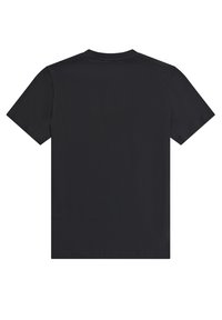 Zwarte, T-shirt met korte mouwen en een ronde hals, gemaakt van een gladde, lichte stof. Geen zichtbare logo's of patronen.