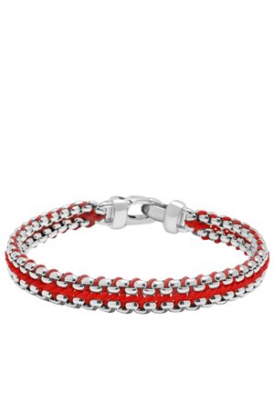 RED WOVEN BOX CHAIN BRACELET IN SILVER - Armbånd - red