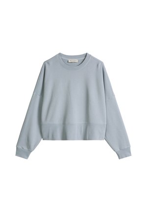 Lichtblauwe cropped sweatshirt met lange mouwen, geribbelde manchetten en zoom, en een ronde halslijn.