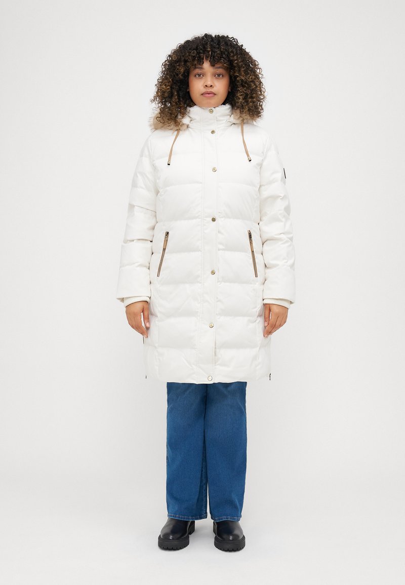 Lauren Ralph Lauren Woman FAUX-FUR-TRIM HOODED DOWN COAT - Páperový kabát - cream