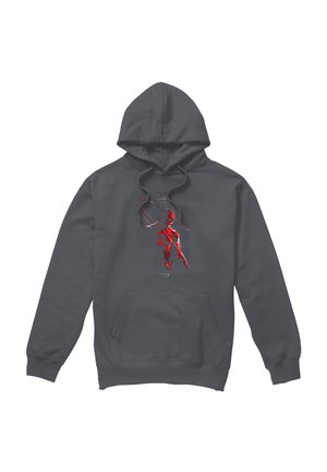 Dark gray hoodie with red graphic of Daredevil character holding a baton and Marvel logo below the design.