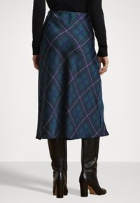Lauren Ralph Lauren PLAID SATIN CHARMEUSE MIDI SKIRT - Suknja A kroja - blue/black/green