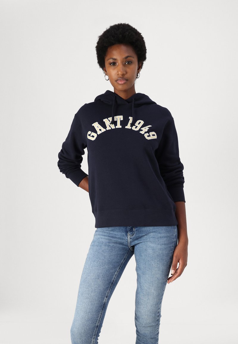 GANT ARCH HOODIE Sudadera evening blue/azul marino