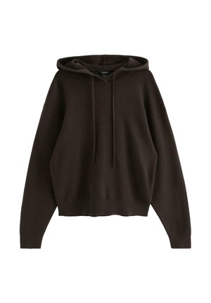 Lindex, LINDEX FINE-KNIT HOODIE LINDEX - Sweat à capuche - dark brown