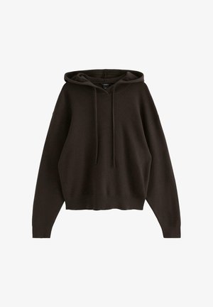 Lindex, LINDEX FINE-KNIT HOODIE LINDEX - Sweat à capuche - dark brown