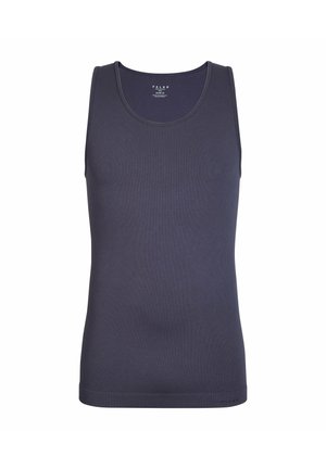 Marineblaues ärmelloses Herren-Tanktop mit rundem Ausschnitt, nahtlosem Design und leichtem Stoff für Komfort und Atmungsaktivität.