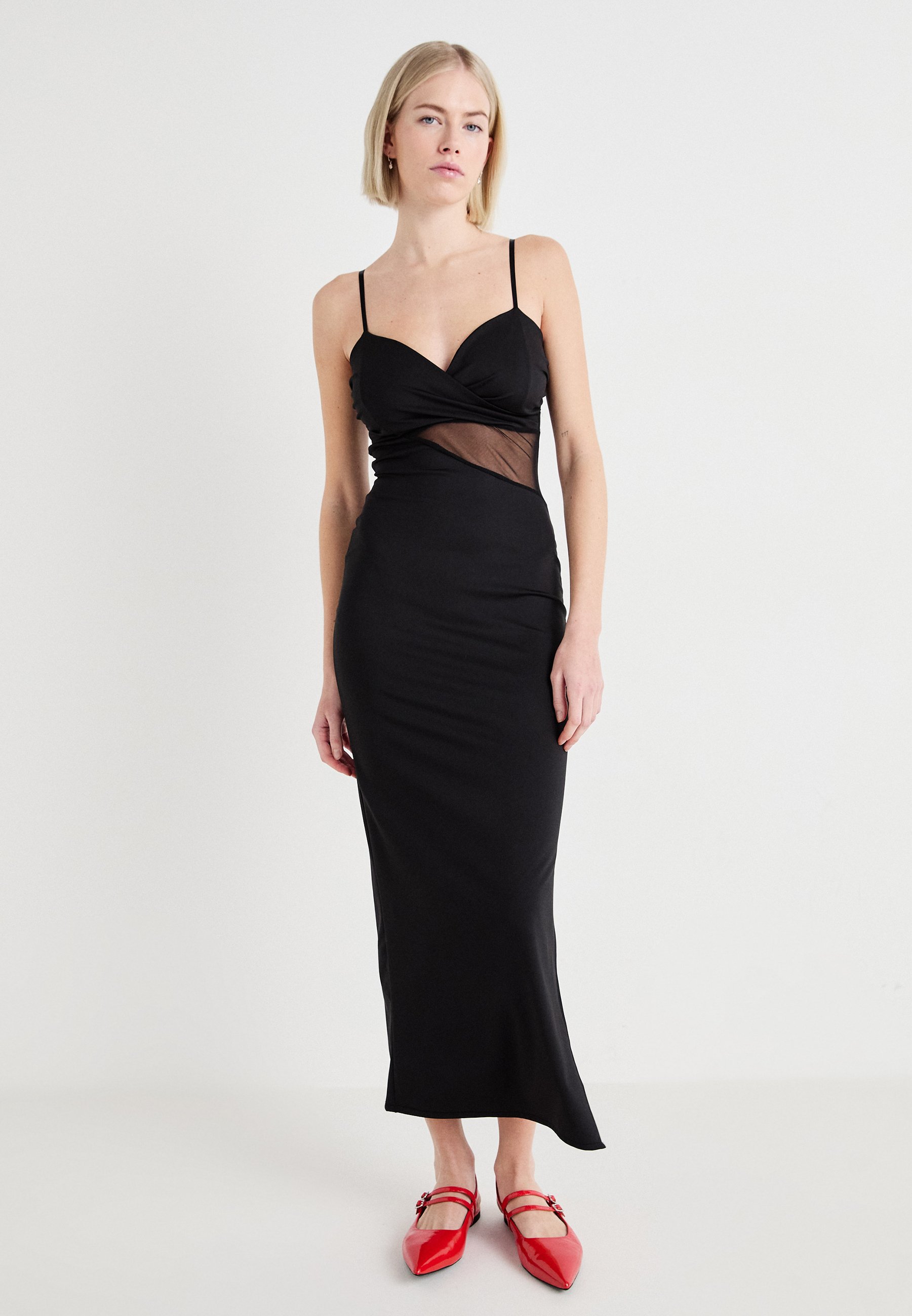 knitted prom dress Long Prom Dresses Glitter V Neck With Pockets main image 1