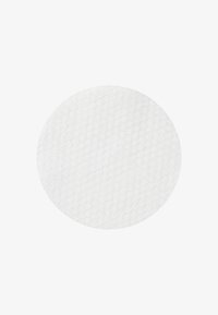 Rund, strukturerad bomullspad i vitt, med en mjuk, absorberande yta som är idealisk för rengöring eller kosmetiska användningar.