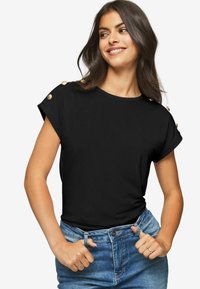 REGULAR FIT - ROUND NECK - T-shirt imprimé - black
