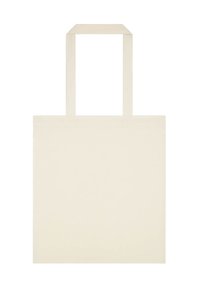 Canvas tote bag i krämfärg, med en enkel design och två platta, breda handtag för bärande. Slät textur, inga mönster eller detaljer.