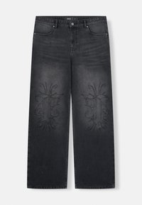 KNEE EMBROIDERY BLACK WASHED UNISEX - Relaxed fit jeans - black washed