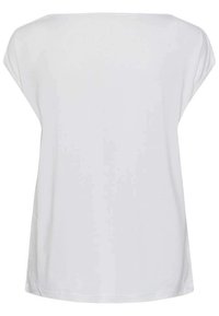 Haut court à manches courtes blanc avec une coupe décontractée et un col rond. Tissu doux et texture lisse. Pas de motifs ni d'accents visibles.