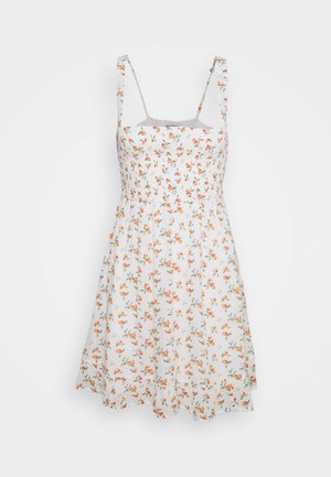 SMOCKED BABYDOLL SHORT DRESS - Day dress - white