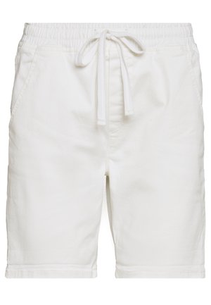 Hvide afslappede shorts med elastisk taljebånd og frontsnor, med sidelommer og et rent, enkelt design.