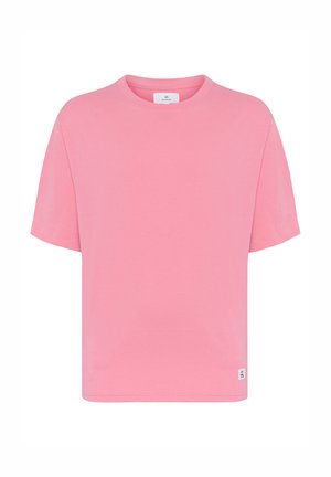 Tricou din bumbac roz cu un guler clasic, mâneci scurte și un croi relaxat. Prezentă o etichetă mică a mărcii la tiv.