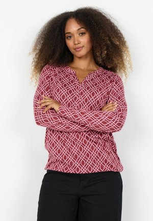 Langærmet T-shirt - c dk red combi