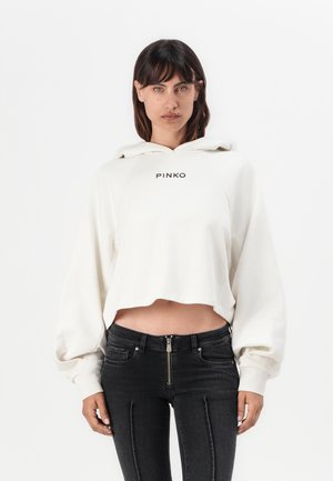 Pinko MEDIOCRE MAGLIA FELPA RICAMO LOGO  A FILO - Sweatshirt - bianco latte di cocco