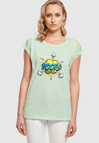 Merchcode POOF COMIC EXTENDED SHOULDER - T-shirts med print - neo mint