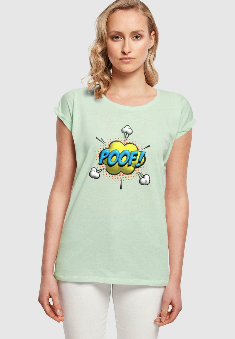 Merchcode POOF COMIC EXTENDED SHOULDER - T-shirts med print - neo mint