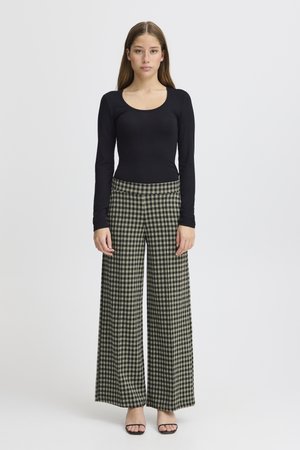 ICHI, IHKATE CHECKY WIDE - Pantalon classique - vetiver