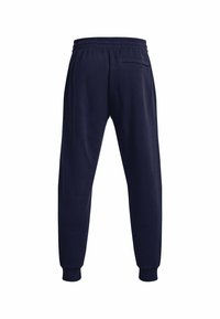 Pantalones jogger en color navy, hechos de un tejido suave, con una cinturilla elástica, puños en los tobillos y un único bolsillo en la parte trasera. Diseño simple y funcional.